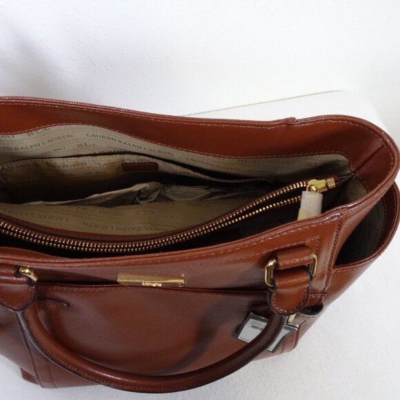 Ralph Lauren Brown Leather Chiswell Tote Bag Handbag Classic - Picture 9 of 12